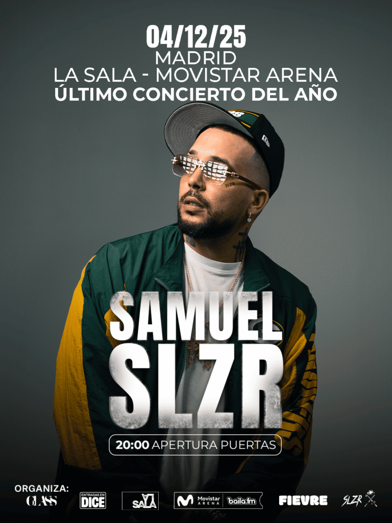 Cartel oficial del último concierto del año de Samuel SLZR en la sala Movistar Arena de Madrid, el 4 de diciembre de 2025.