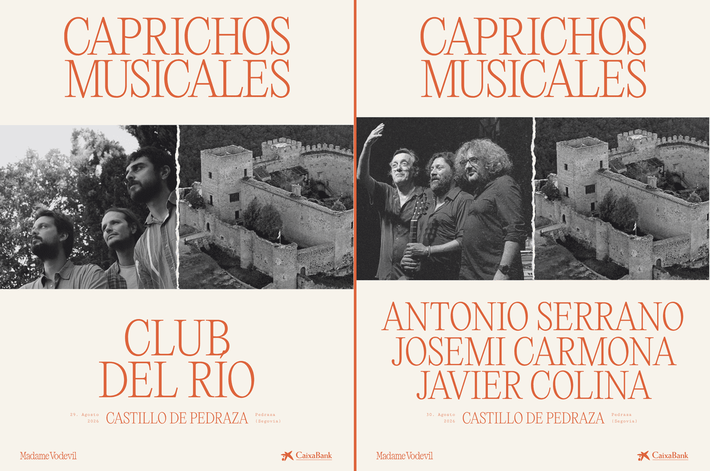 CLUB DEL RÍO Y EL TRÍO SERRANO, CARMONA Y COLINA CIERRAN POR TODO LO ALTO EL AGOSTO DE “CAPRICHOS MUSICALES 2026” EN EL CASTILLO DE PEDRAZA