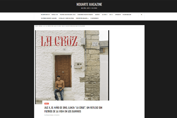 Artículo de Nouart Magazine sobre el artista ALC X y su nueva canción "La Cruz".